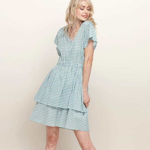 Pleione Dresses & Skirts - PLEIONE Summer Dress XL Gingham layered ruffled Skirt